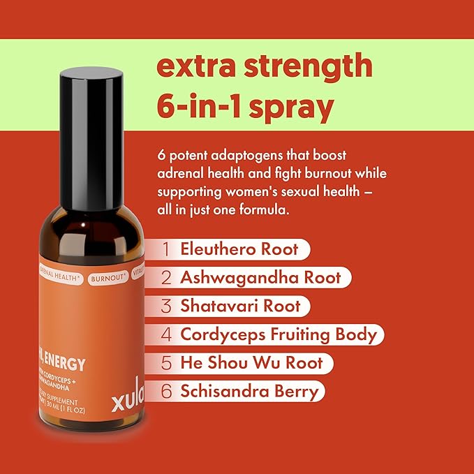 Herbs Hi, Energy - Adrenal Support Supplement Spray with 7 Synergistic Adaptogens, Ashwagandha & Cordyceps - Stress Relief, Energy Boost & Cortisol Balance for Women - 60 Servings