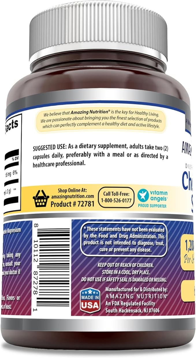 Amazing Formulas Chondroitin Sulfate 1200 mg Per Serving Supplement | Capsules | Non-GMO | Gluten Free | Made in USA (60 Count)