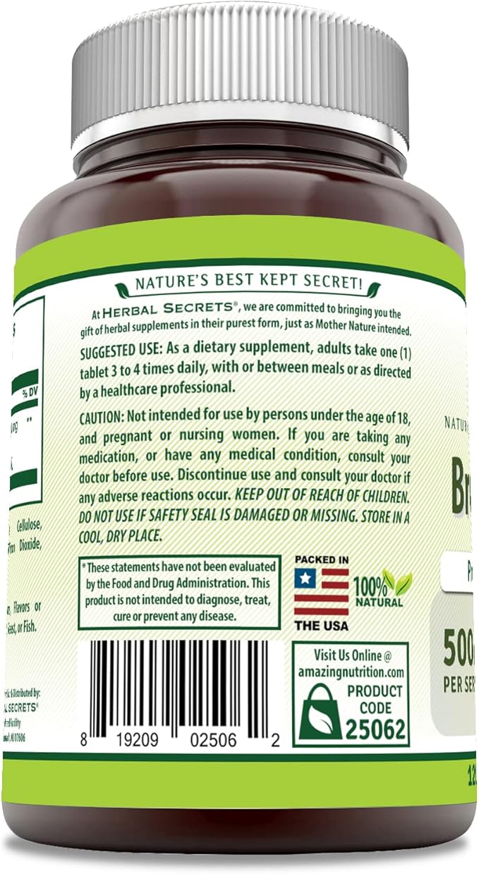 Herbal Secrets Bromelain 500 Mg 120 Tablets Supplement | Pack of 3 | Non-GMO | Gluten Free | Made in USA