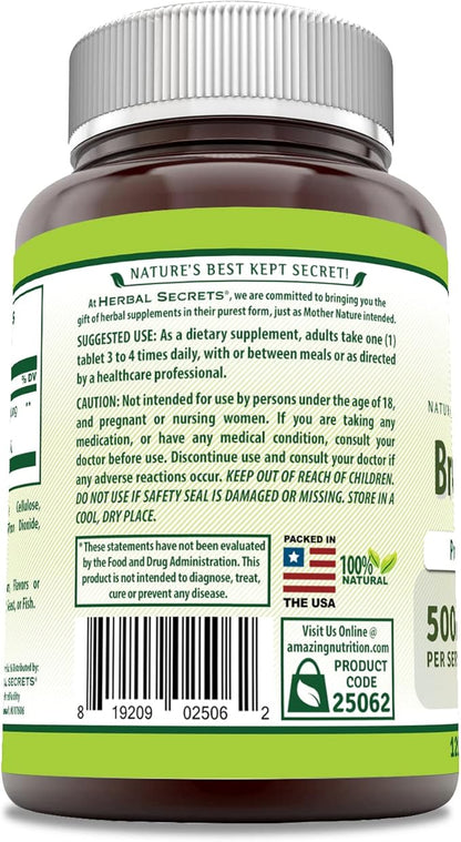 Herbal Secrets Bromelain 500 Mg 120 Tablets Supplement | Pack of 3 | Non-GMO | Gluten Free | Made in USA