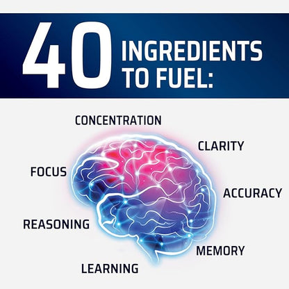 Brain Supplements for Memory and Focus - Advanced Cognitive Formula to Support Concentration, Energy, Clarity - Brain Health Memory Vitamins with Bacopa, Phosphatidylserine, DMAE & More - 60 Capsules