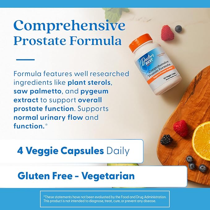 Doctors Best Comprehensive Prostate Formula with SelenoExcell and CardioAid, Supports Prostate Health, Gluten Free, Vegetarian 120 Veggie Caps
