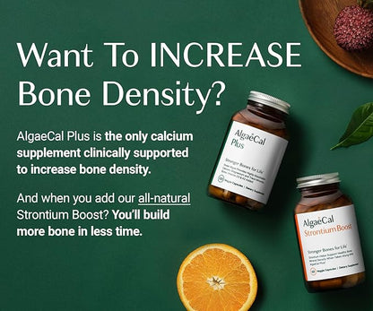 AlgaeCal - Bone Builder Pack for Bone Density Increase, Clinically Supported Plant Based Calcium Supplement & Strontium, Vitamins K2 (100mg), D3 (1600 IU), Magnesium & 16 Essential nutrients