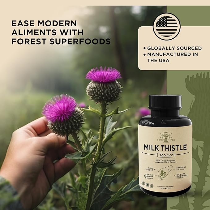 Premium Milk Thistle 900MG Liver & Kidney Support - Detox & Digestive Health Aid - Non-GMO Formula - Supporting Optimal Digestion - 120 Tablets