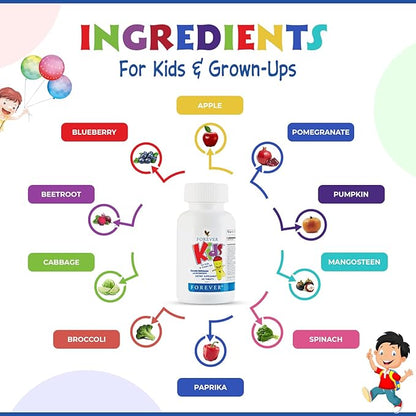 Forever Living - Kids Chewable Multivitamin - Grape Flavor for Healthy Growth and Development - No Artificial Flavors - 120 Tablets (Pack of 2)