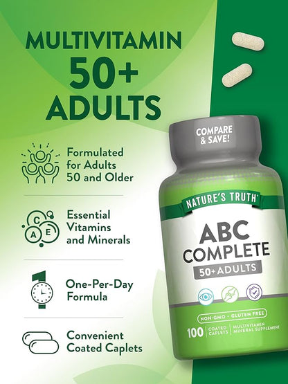 Nature's Truth Multivitamin for Adults 50+ | Non-GMO & Gluten Free Daily Supplement | Plus Vitamin D, C, and B Vitamins
