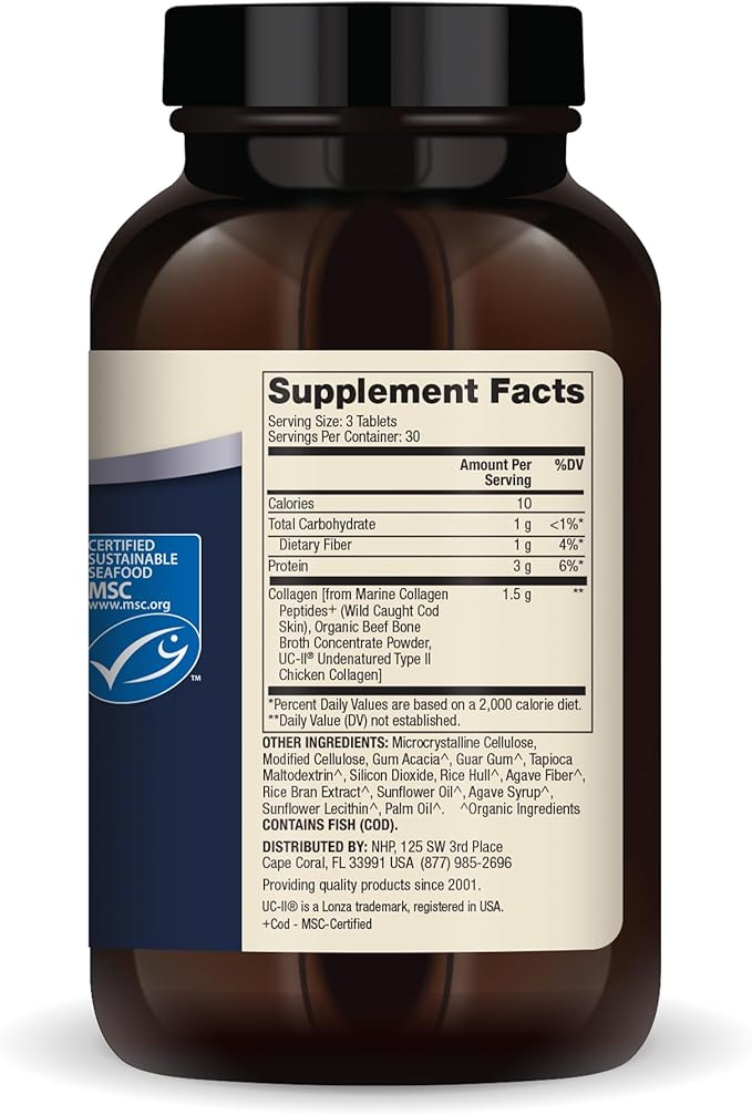 Dr. Mercola Collagen Complex Dietary Supplement, Type I, II and II, 30 Servings (90 Tablets), Non GMO, Gluten Free, Soy Free