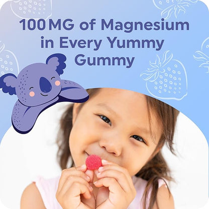 Magnesium Calming Gummies for Children | Strawberry | Relaxation & Natural Wake-Sleep Cycles | Relaxing Magnesium for Kids with Chamomile & Lemon Balm | Non-GMO, Gluten-Free | Calm Gummies 60ct