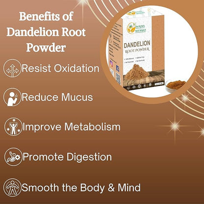 Dandelion Root Powder 100% Natural Dandelion Root for Herbal Tea, Detox & Wellness – Finely Ground, Additive-Free Vegan Supplement – 8 oz Resealable Pack
