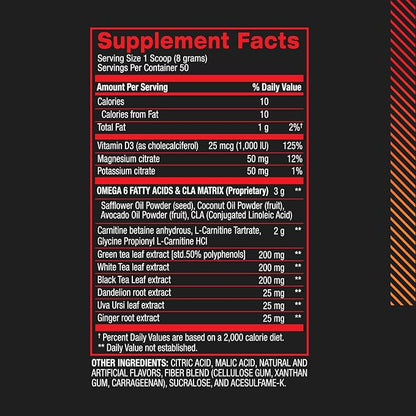 BPI Sports CLA + Carnitine Shredded Supports Lean Muscle & Promotes Fat Loss - Fruit Punch (14.1 oz. / 50 Servings)