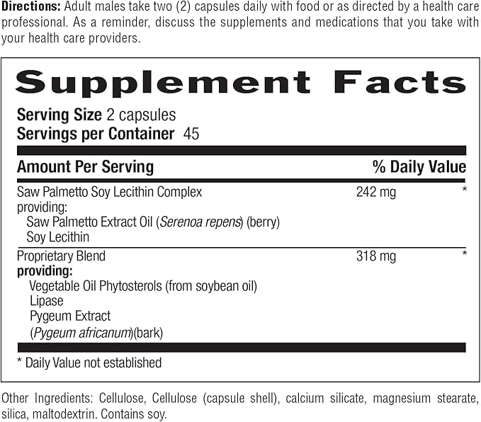 Country Life Saw Palmetto & Pygeum Extract - Prostate Health Supplement for Men's Health - Promotes Healthy Urinary Tract Function, 90 Capsules