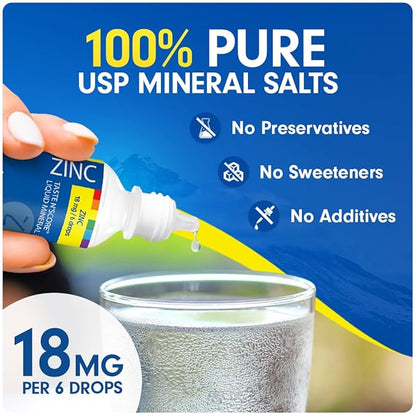 Taste N' Score Zinc Liquid Ionic Mineral Supplement; 100% Pure; 18 mg; 118 Servings