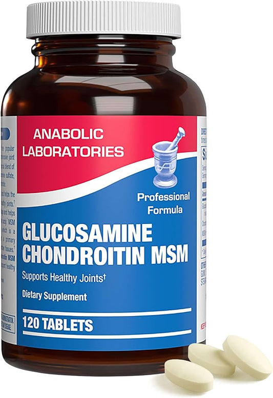 Anabolic Laboratories Glucosamine Chondroitin MSM Joint Support Supplement for Men and Women, 120 Tablets - Joint Tissue and Cartilage Health - Glucosamine Complex with Chondroitin and OptiMSM