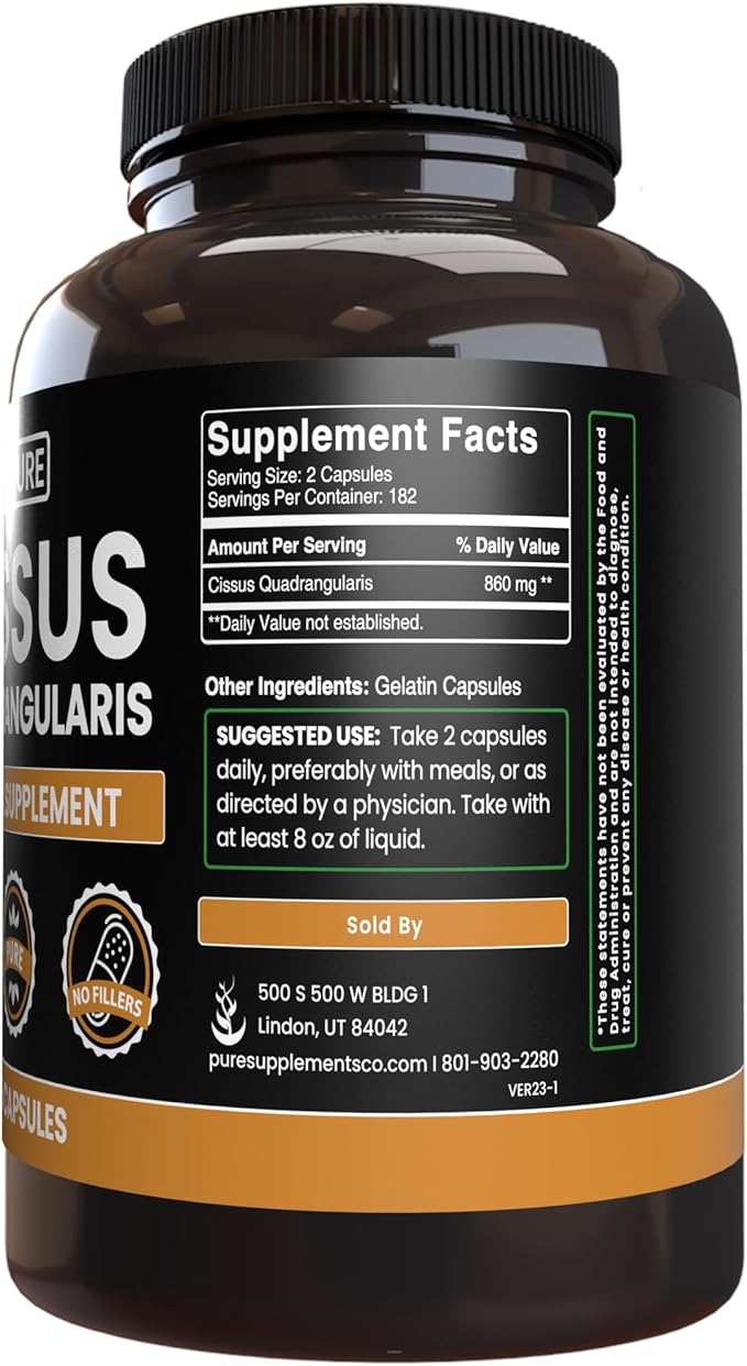 Pure Original Ingredients Cissus Quadrangularis (365 Capsules) No Magnesium Or Rice Fillers, Always Pure, Lab Verified