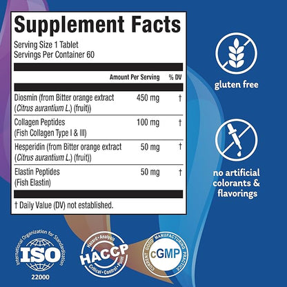 Elements Supreme Veins, 60 Tablets (30 Day Supply), Advanced Vascular Support Supplement, Supports Healthy Circulation and Elasticity in Leg Veins, Gluten Free