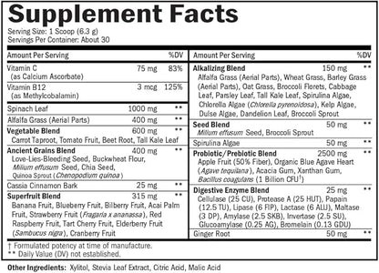 Super Greens Powder Superfood - Greens Powder with Probiotics Prebiotics Digestive Enzymes and 43 Green Superfoods - Chlorophyll Bilberry Chlorella Spirulina Grass - Tastes Amazing - 30 Servings