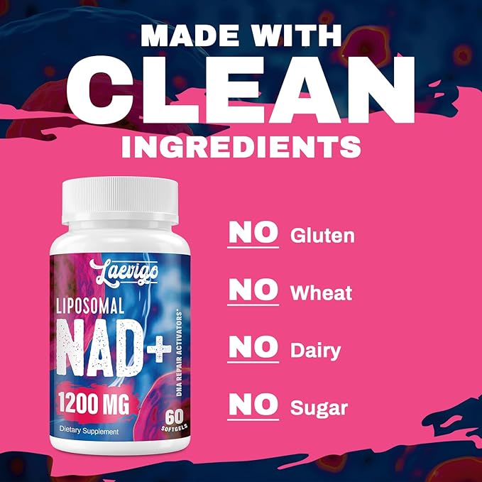 1200mg Liposomal NAD+ Supplement, Ultra Purity Actual NAD Supplement, Enhanced Absorption, Boosting NAD+, Age Defense, Energy, Metabolic Repair, 120 Softgels