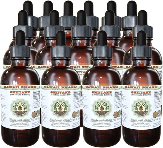 Shiitake Alcohol-Free Liquid Extract, Organic Shiitake (Lentinula Edodes) Dried Mushroom Glycerite Natural Herbal Supplement, Hawaii Pharm, USA 15x4 fl.oz