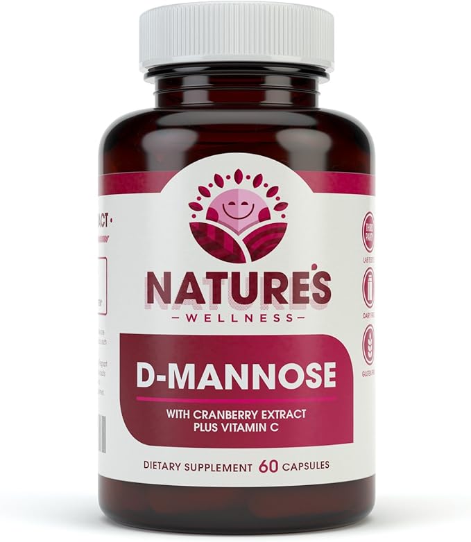 D MANNOSE with Cranberry Extract & Vitamin C - Urinary Tract UT Cleanse & Bladder Health - Protects Against Urinary Tract Infections UTI - Natural Healthy Flush & Detox Impurities | 60 Veg Capsule