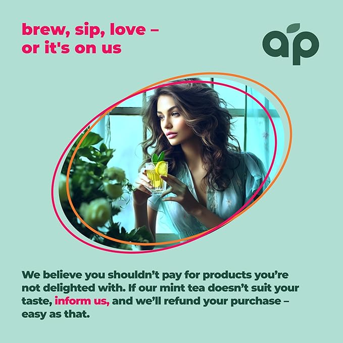 100% Pure Peppermint Tea - Only Mint Leaves without Stems, Peppermint Tea Bags, Caffeine-Free Tea Bags, 60 count, by Aprika Life