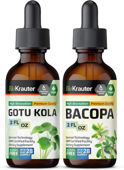 BIO KRAUTER Gotu Kola Tincture 2 Fl. Oz. & Bacopa Tincture 2 Fl. Oz.