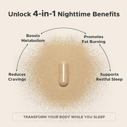 Night Burn Supplement: Raspberry Ketones Green Coffee Bean Hoodia Cactus Melatonin - Made in USA (60 Vegetarian Capsules)