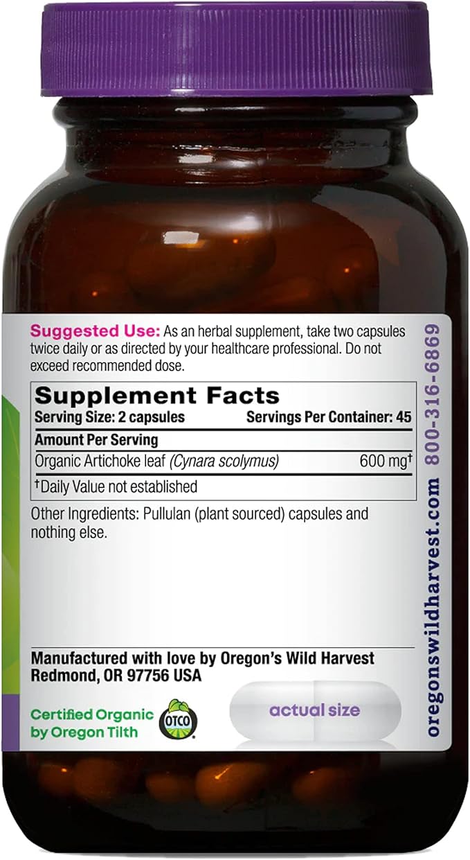 Oregon's Wild Harvest Artichoke Organic Herbal Supplement, 90 Count