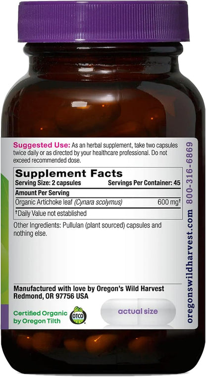 Oregon's Wild Harvest Artichoke Organic Herbal Supplement, 90 Count