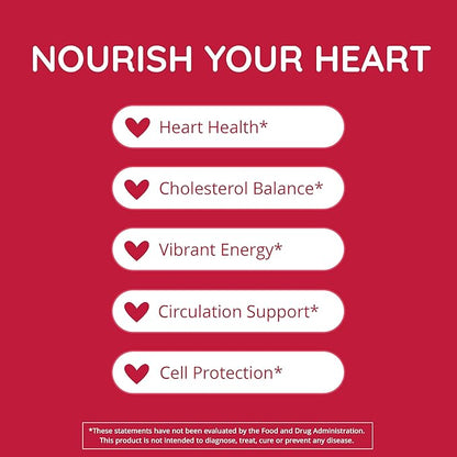 Red Yeast Rice with CoQ10 Supplement 1200 mg - Supports Cholesterol Balance, Heart Health & Circulation - Antioxidant Support with Coenzyme Q10 - Non-GMO, Vegan, 60 Ct