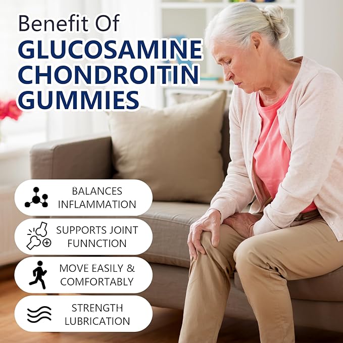 1Pack 5000MG Glucosamine Chondroitin Gummies with MSM & Elderberry Extra Strength - Joint Support, Antioxidant Immune Support Supplement for Adults, Men & Women, Blueberry Flavor, 60 Count.