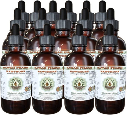 Hawthorn Alcohol-Free Liquid Extract, Hawthorn (Crataegus Laevigata) Dried Leaf and Flower Glycerite Hawaii Pharm Natural Herbal Supplement 15x4 oz