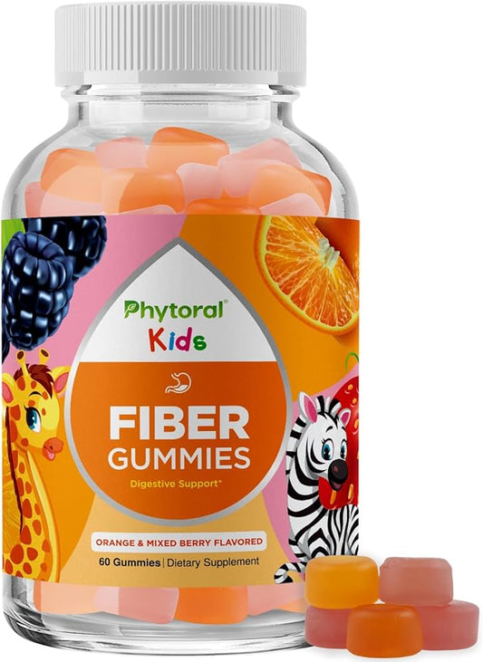High Prebiotic Fiber Gummies for Kids - Dietary Fiber Supplements for Digestion & Constipation - Chicory Root Kids Immune Gummies - Non-GMO & Vegan Digestive Nutritional Supplements - 60 Count
