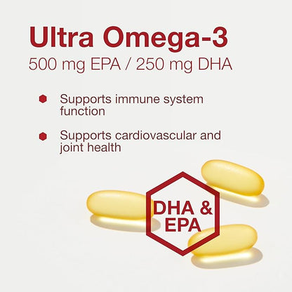 Protocol Ultra Omega-3-500mg EPA & 250mg DHA - Fish Oil for Brain Support, Heart & Nervous System Health* - EPA DHA Omega Supplement - Non-GMO & Halal - 180 Softgels