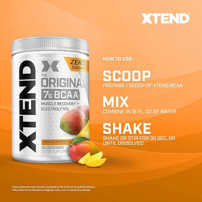 XTEND Original BCAA Powder 7g BCAA and 2.5g L-Glutamine, Sugar Free Post Workout Muscle Recovery Drink with Amino Acids for Men & Women, 30 Servings