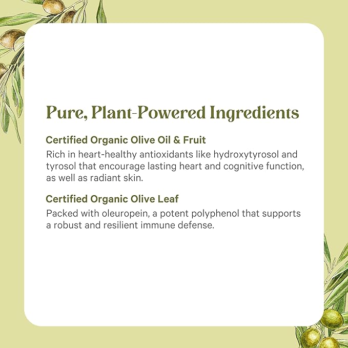 PURE SYNERGY SuperPure Olive Extract | Organic Olive Leaf, Oil, and Fruit Supplement with Polyphenols | for Heart, Brain, and Immune Health (60 Capsules)