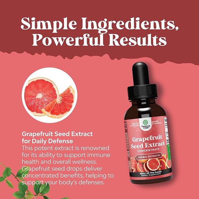 GSE Grapefruit Seed Extract Liquid - One Drop Daily - Super Concentrated Grape Seed Extract Liquid Drops Rich in Bioflavonoids & Polyphenols for Gut Health & Immune Support - 2OZ - 60 Servings