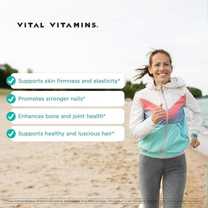 Vital Vitamins Multi Collagen Peptides Powder - Unflavored, Easy to Dissolve - Type I, II, III, V, X - for Women & Men - Promotes Hair, Skin, Nails, & Joint Health - 30 Servings