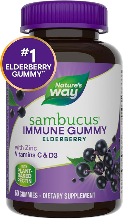 Vega Organic All-in-One Vegan Protein Powder, Chocolate - Superfood Ingredients, Vitamins & Nature's Way Sambucus Elderberry Immune Gummies, Daily Immune Support for Kids and Adults*