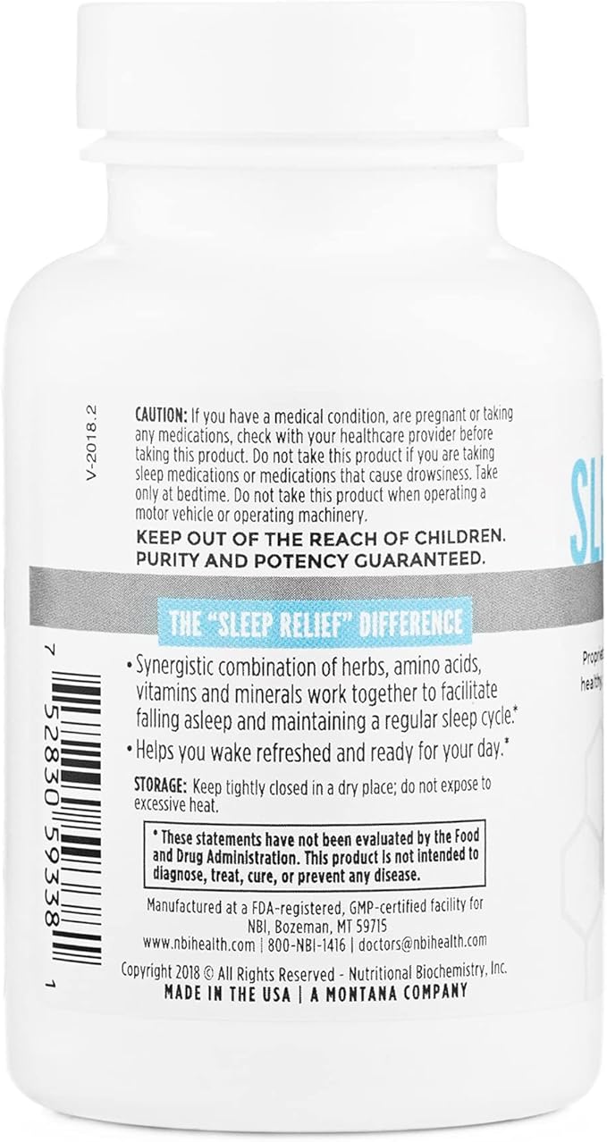 Sleep Relief Melatonin Natural Formula | Soothing Bedtime Supplement | Sleep Support with Magnesium and L-Theanine | 60ct Tablets