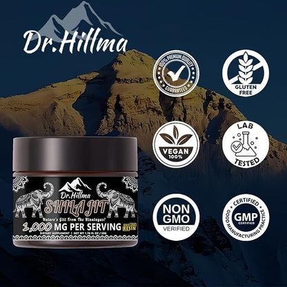 Shilajit Pure Himalayan Organic1000 MG Pure Shilajit Natural Resin Gold Grade Shilajit Resin with 85+ Plant-Derived Trace Minerals and Fulvic Acid, Energy & Immune Suport for Men and Women(50 Grams)
