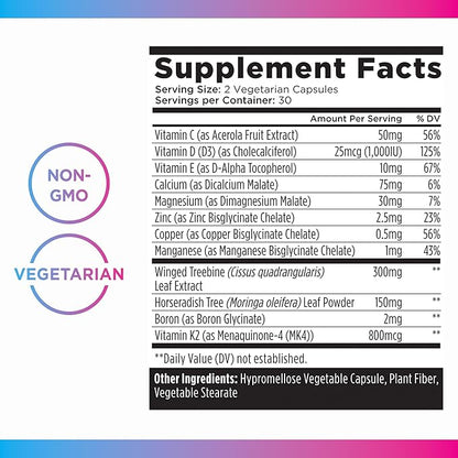 Livingood Daily Calcium Supplement for Women & Men, Bone Support (60 Vegetarian Capsules) - Bone Health Supplements Support Bone Density, Strength & Growth - Magnesium, Zinc, Vitamin D3 & K2 - Non-GMO