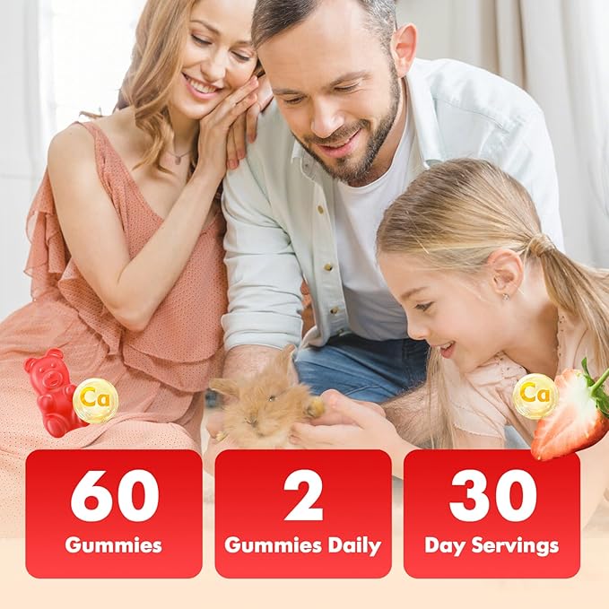 Calcium Citrate Gummies 1200mg, Chewable Calcium Supplements for Women & Men, Sugar Free Calcium Gummies for Bone, Muscle & Immune Support, Strawberry Flavor 120 Count