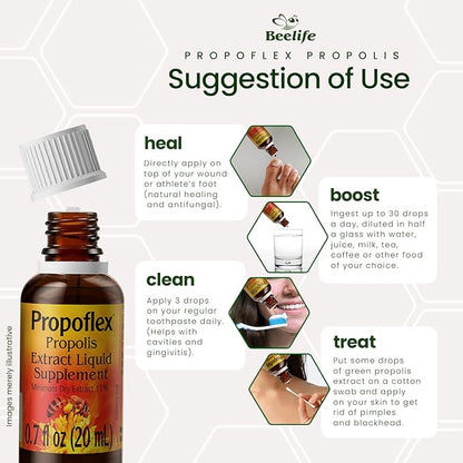 Beelife Brazilian Green Propolis Extract |11% Dry Extract,Bee Propolis Tincture, High Artepillin-C Levels – Natural & Kosher, Antioxidant| Rich Supplement for Health, Wellness- Propolis Drops, 20ml