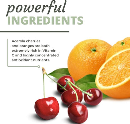 Optimal Health Systems Whole C Chewable | Potent Vitamin C from Whole Foods | Acerola Cherry, Orange Fruit, & Black Currant + Bioflavenoids | 60 Tablets