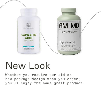 Dr Amy Myers Caprylic Acid Capsules 800 mg - Provides Optimal Support for Healthy Balance - Gradual Release, Best Buffered Formula to Support a Healthy Gut and Probiotic - 120 Vegan Capsule