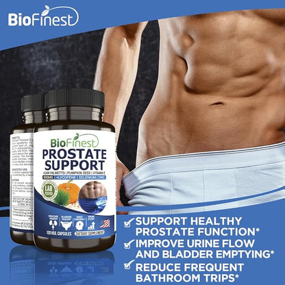 Prostate Support for Men - Saw Palmetto Lycopene Pumpkin Seed Pygeum Zinc Selenium - Healthy Urine Flow Bladder Prostate Vitamin Supplement - Made in USA (120 Veg. Capsule)