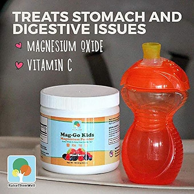 Mag-Go Kids Magnesium Powder | Constipation Relief (Unflavored) | 90 Servings per Tub
