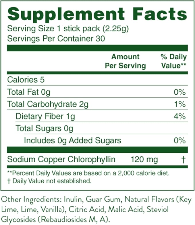Nature's Sunshine Chlorophyll Stick Packs: Supercharge Your Detox and Boost Gut Health in Convenient, Delicious Stick Packs (Lime Twist)