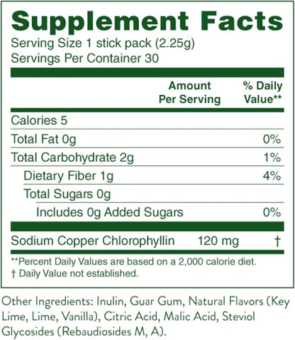 Nature's Sunshine Chlorophyll Stick Packs: Supercharge Your Detox and Boost Gut Health in Convenient, Delicious Stick Packs (Lime Twist)