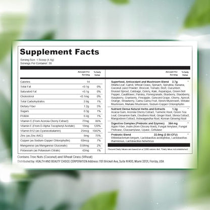 Vital Greens Superfood Powder - Daily Green Drink Powder with Probiotics and Superfoods - Supergreens for Energy Boost, Gut Health, Digestion Support, Plant-Based Nutrition, Vegan Superfoods